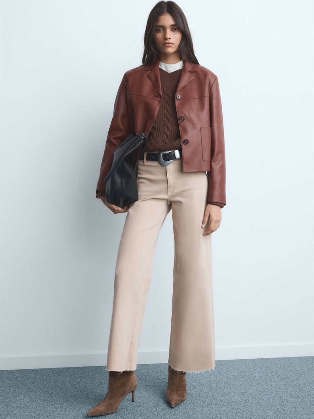 MANGO | Catherine Culotte High Rise Jeans in Light Beige -6